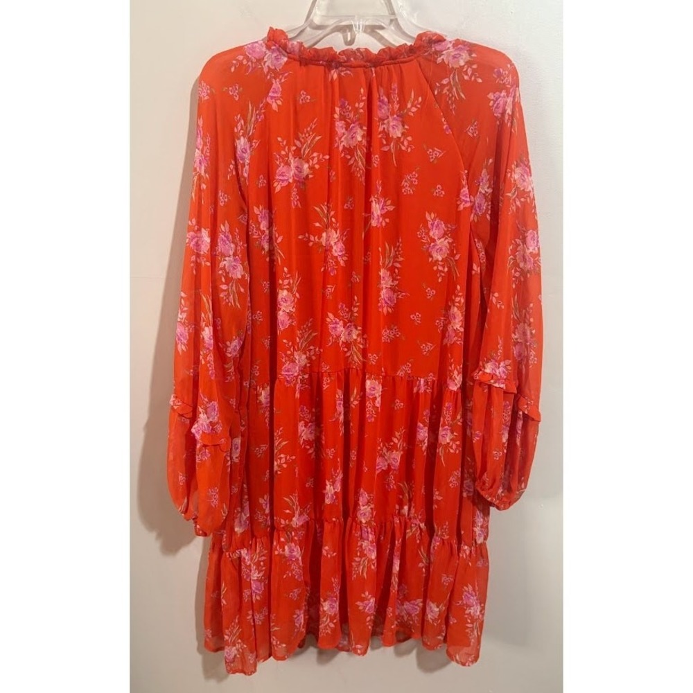 Vince Camuto Womens‎ XXL Orange Floral Tiered Chiffon Mini Dress C3422900 - Picture 7 of 9